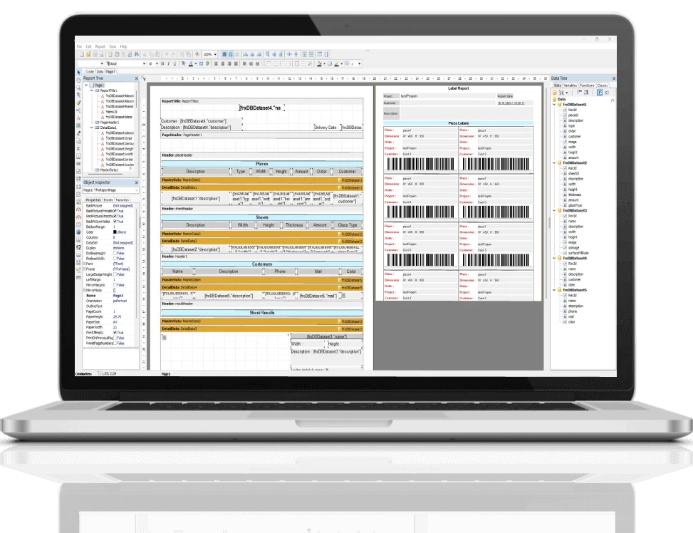 CrystalCAM etiket tasarım ekranı - barkodlu liste çıktılarıyla üretim süreci yönetimi